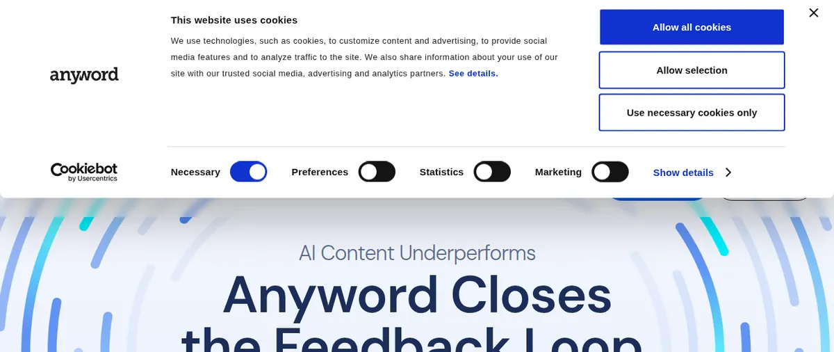Anyword interface screenshot captured by the DoWithAI editorial team
