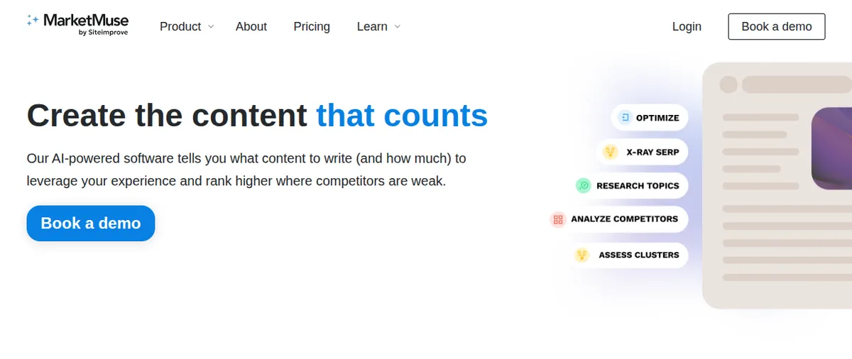 MarketMuse interface screenshot captured by the DoWithAI editorial team
